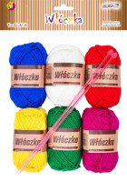 Włóczka 43m WL-8572 (6) mix kol. + 2 szt.. drutów 25cm Aliga